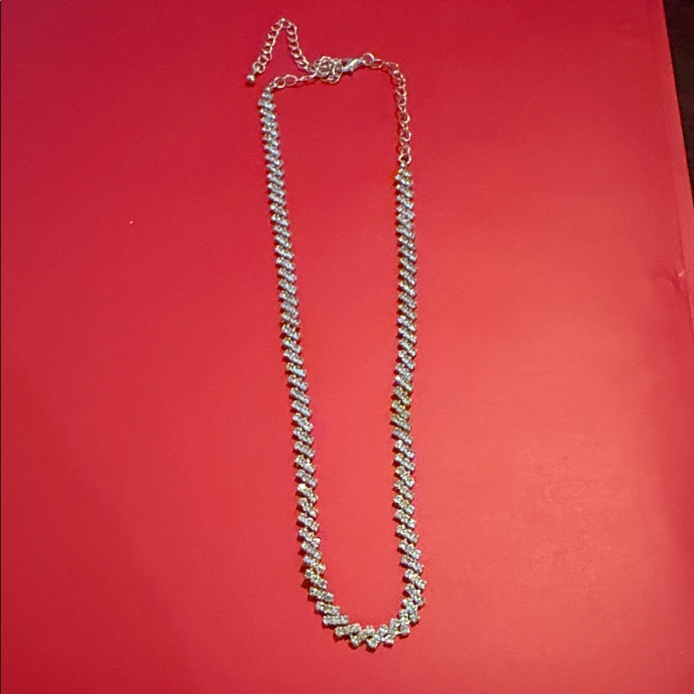 Dazzling rhinestones Silver Chain Necklace